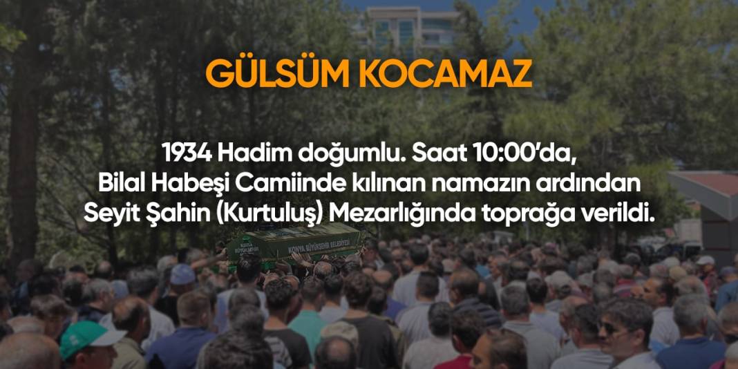 Konya'da bugün vefat edenler | 26 Kasım 2024 15